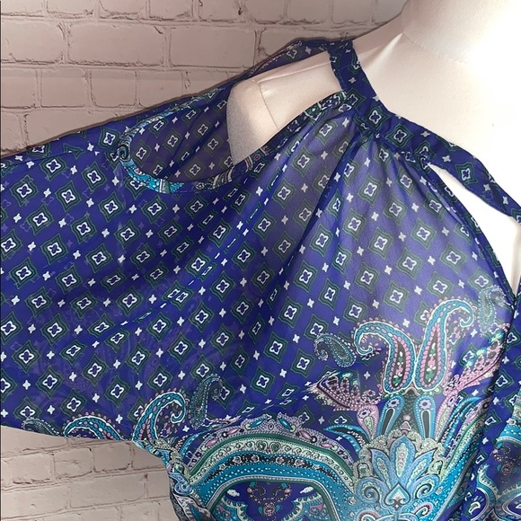 Myth NYC Cold Shoulder Peasant Top Paisley - Picture 2 of 4